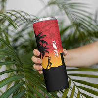 Custom Papua New Guinea Cricket Skinny Tumbler PNG Barramundis - Polynesian Pride