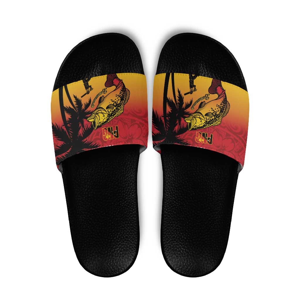 Custom Papua New Guinea Cricket Slide Sandals PNG Barramundis - Polynesian Pride