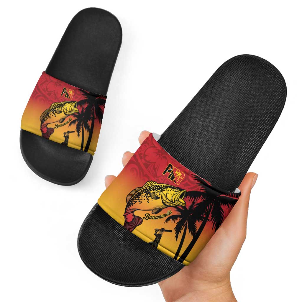Custom Papua New Guinea Cricket Slide Sandals PNG Barramundis - Polynesian Pride