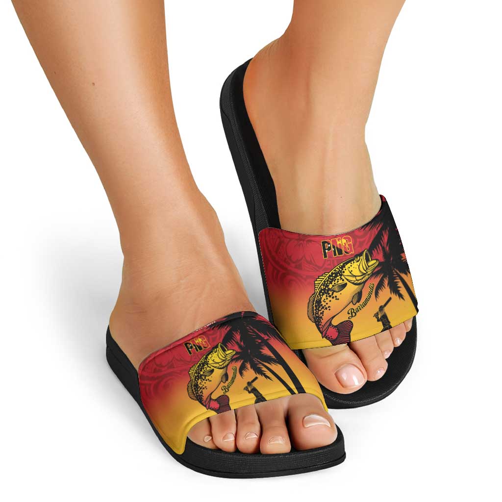 Custom Papua New Guinea Cricket Slide Sandals PNG Barramundis - Polynesian Pride