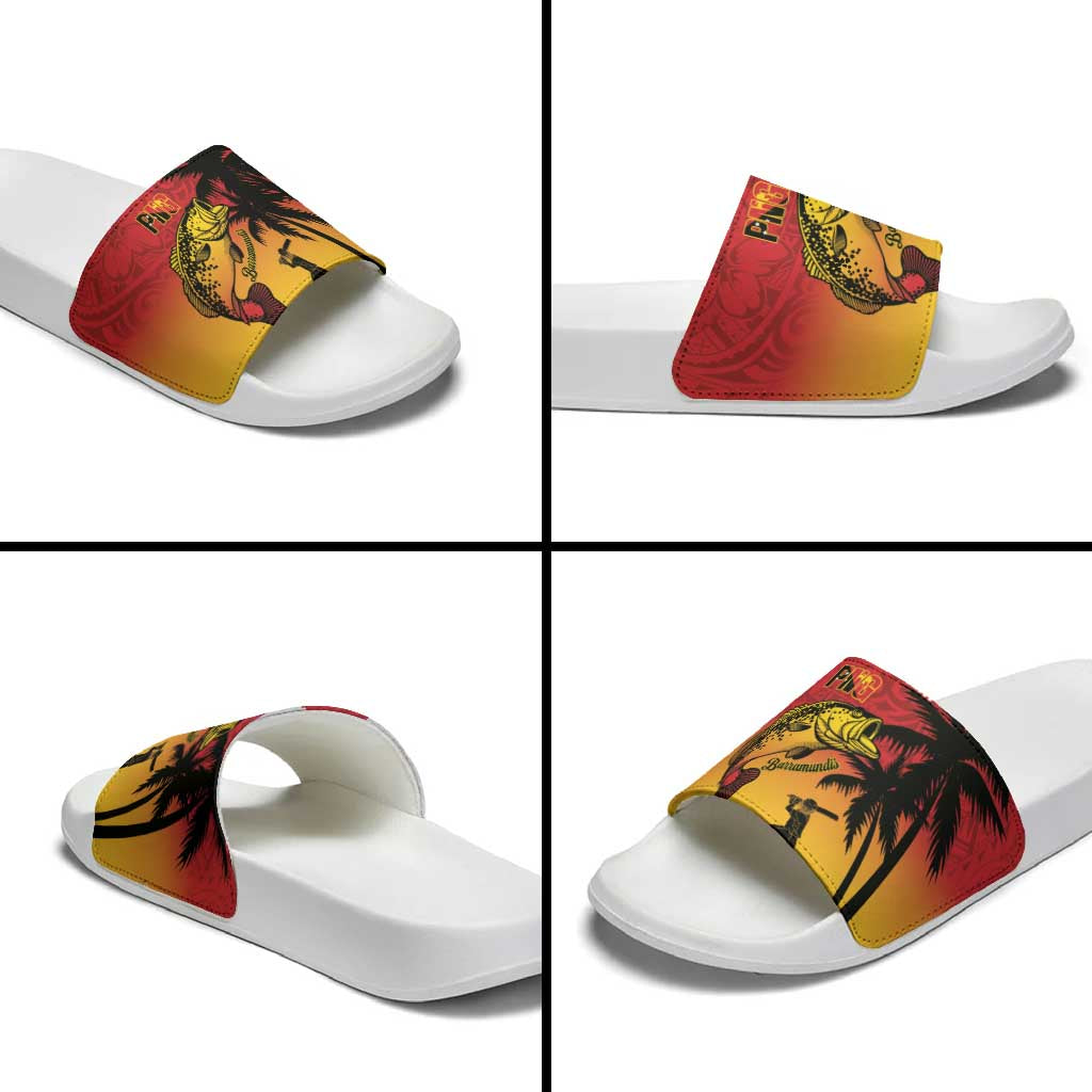 Custom Papua New Guinea Cricket Slide Sandals PNG Barramundis - Polynesian Pride