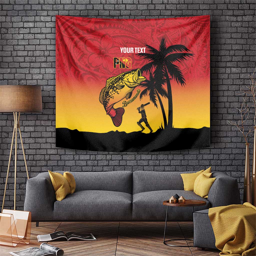 Custom Papua New Guinea Cricket Tapestry PNG Barramundis - Polynesian Pride