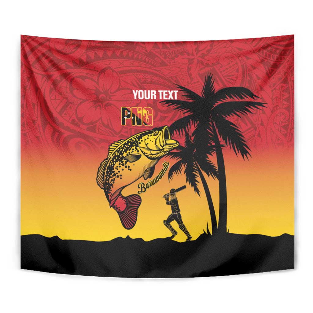 Custom Papua New Guinea Cricket Tapestry PNG Barramundis - Polynesian Pride