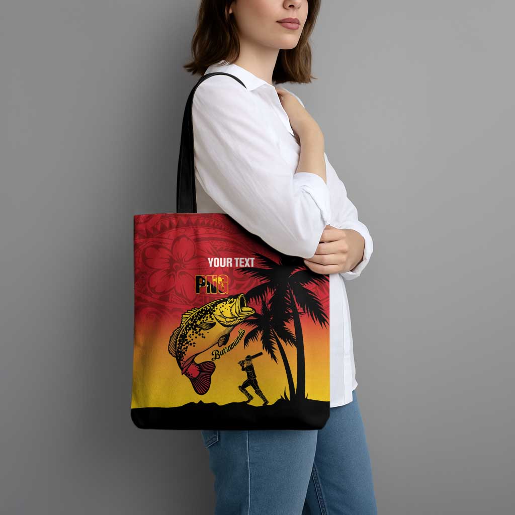 Custom Papua New Guinea Cricket Tote Bag PNG Barramundis - Polynesian Pride