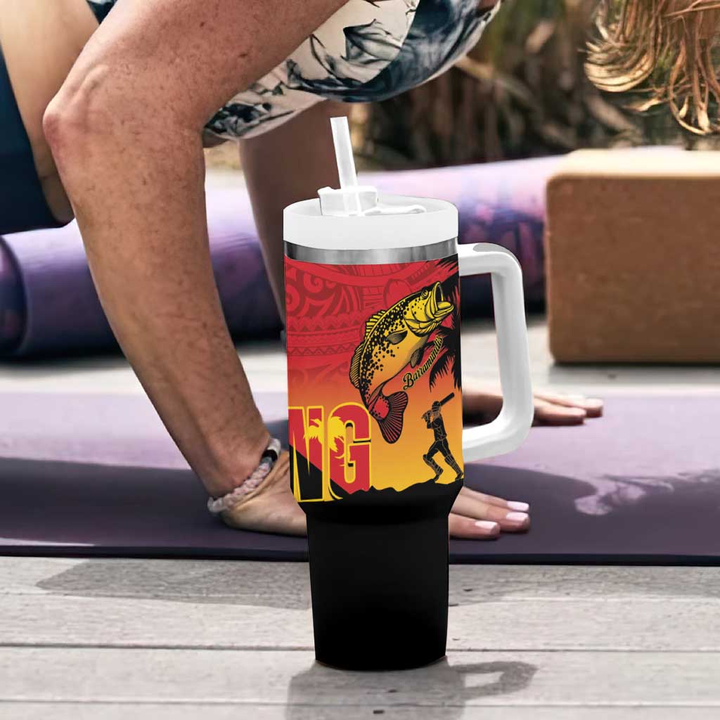 Custom Papua New Guinea Cricket Tumbler With Handle PNG Barramundis - Polynesian Pride