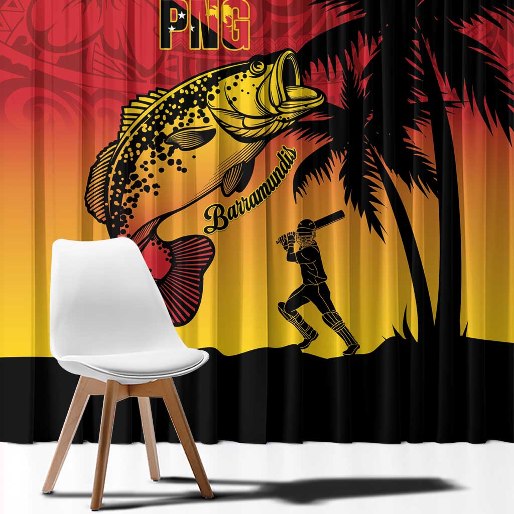 Custom Papua New Guinea Cricket Window Curtain PNG Barramundis - Polynesian Pride