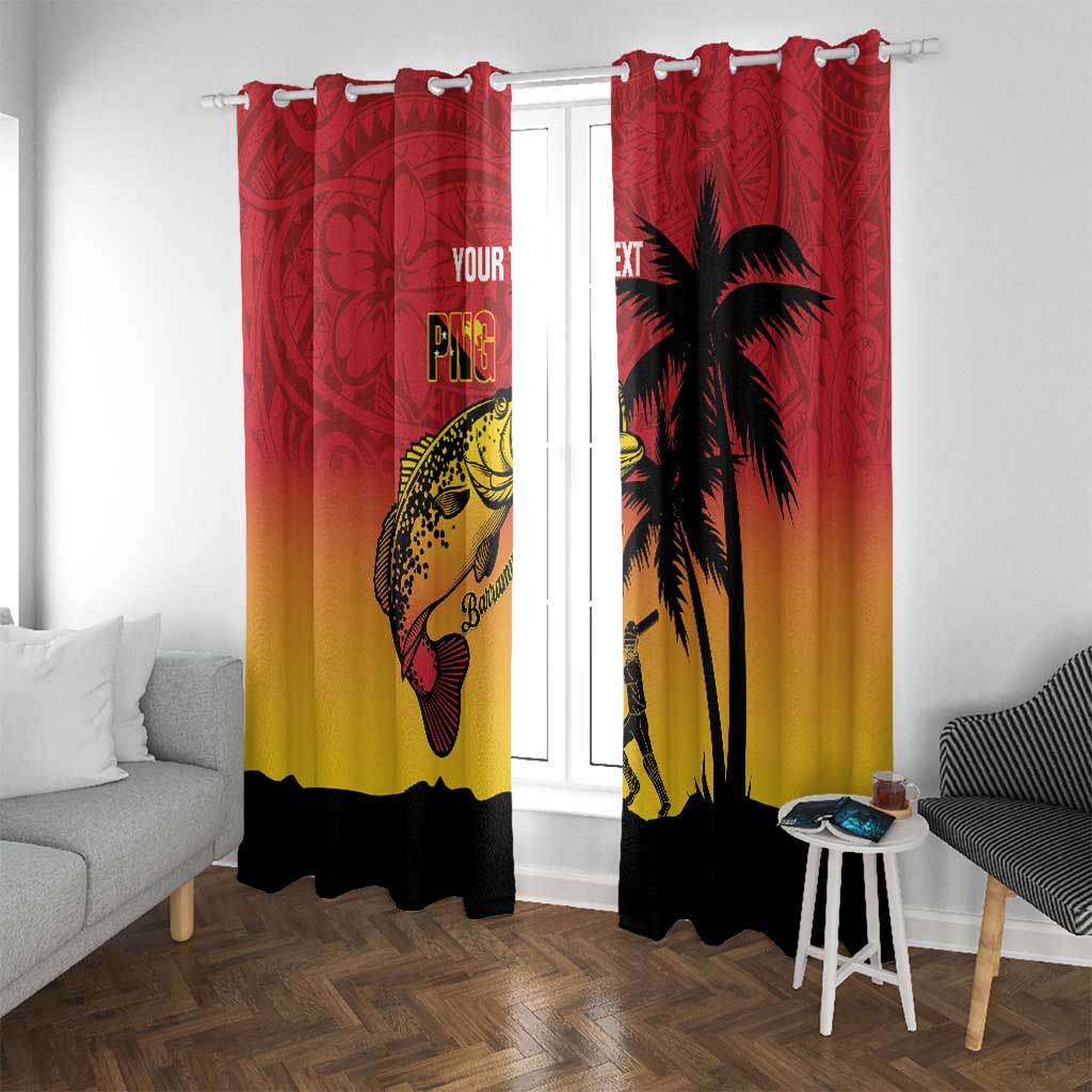 Custom Papua New Guinea Cricket Window Curtain PNG Barramundis - Polynesian Pride