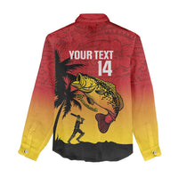 Custom Papua New Guinea Cricket Women Casual Shirt PNG Barramundis - Polynesian Pride