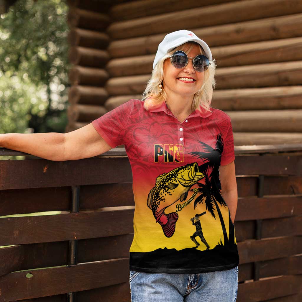 Custom Papua New Guinea Cricket Women Polo Shirt PNG Barramundis - Polynesian Pride