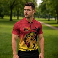 Custom Papua New Guinea Cricket Zipper Polo Shirt PNG Barramundis - Polynesian Pride