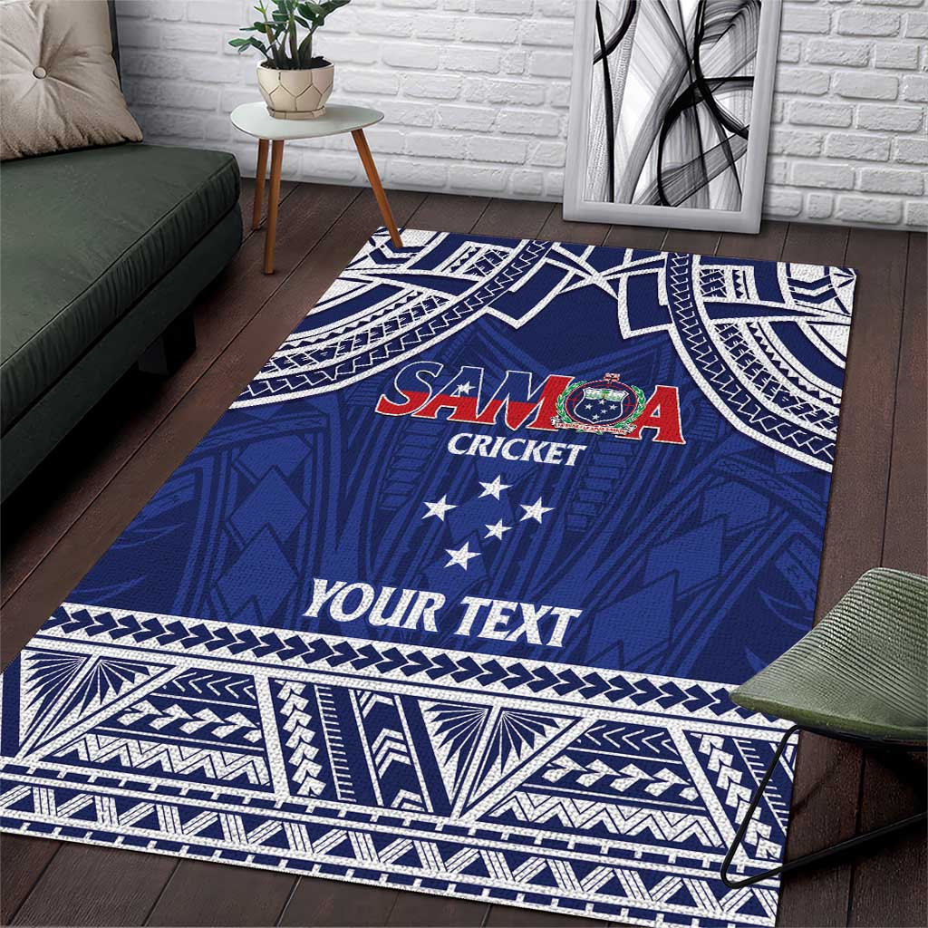 Custom Samoa Cricket Area Rug Go Champions Samoan LT14 Blue - Polynesian Pride