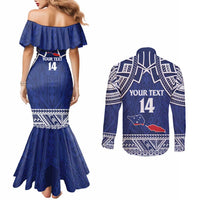 Custom Samoa Cricket Couples Matching Mermaid Dress and Long Sleeve Button Shirt Go Champions Samoan - Polynesian Pride