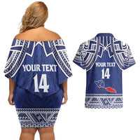 Custom Samoa Cricket Couples Matching Off Shoulder Short Dress and Hawaiian Shirt Go Champions Samoan LT14 - Polynesian Pride