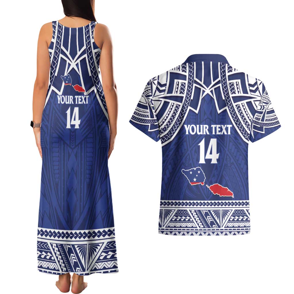 Custom Samoa Cricket Couples Matching Tank Maxi Dress and Hawaiian Shirt Go Champions Samoan LT14 - Polynesian Pride