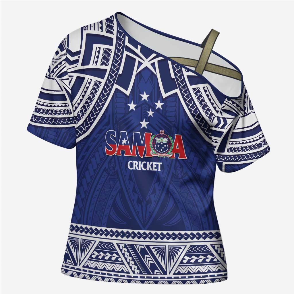 Custom Samoa Cricket Cross Shoulder Shirt Go Champions Samoan - Polynesian Pride