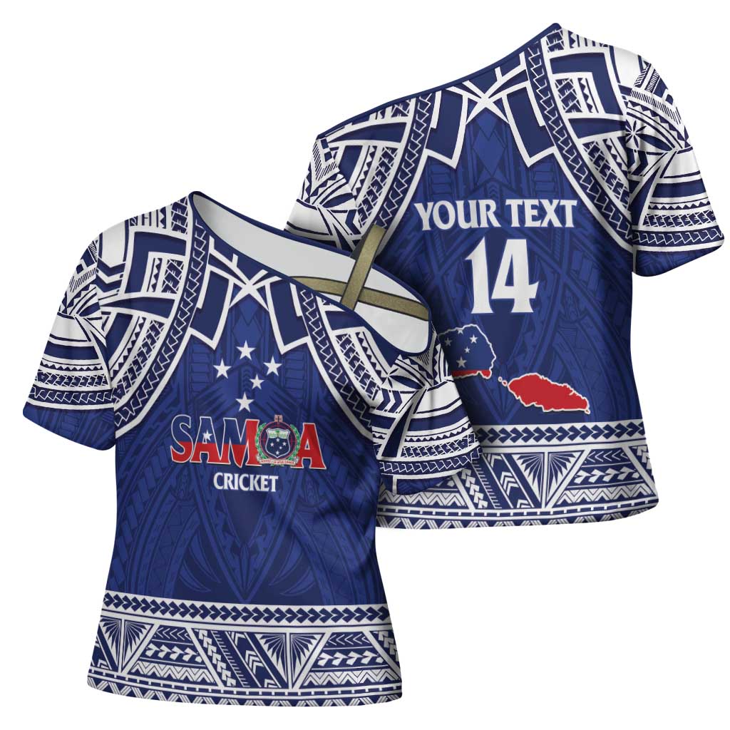 Custom Samoa Cricket Cross Shoulder Shirt Go Champions Samoan - Polynesian Pride