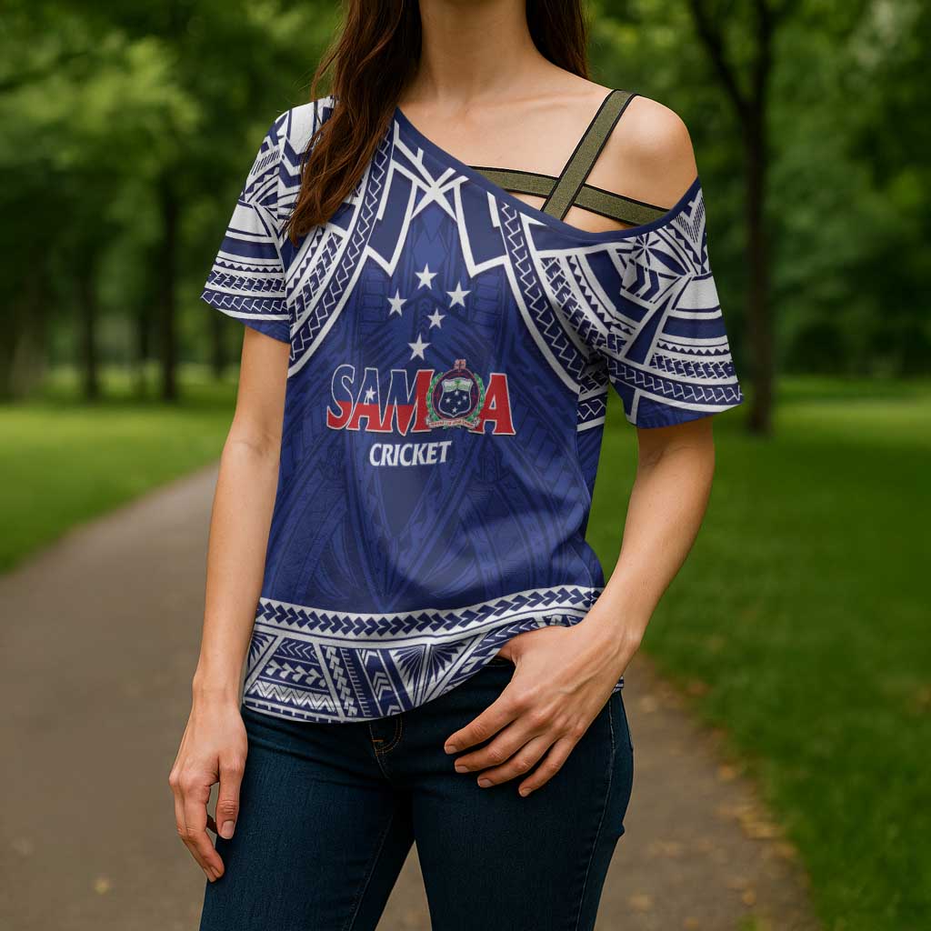 Custom Samoa Cricket Cross Shoulder Shirt Go Champions Samoan - Polynesian Pride