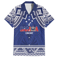 Custom Samoa Cricket Family Matching Puletasi and Hawaiian Shirt Go Champions Samoan LT14 Dad's Shirt - Short Sleeve Blue - Polynesian Pride