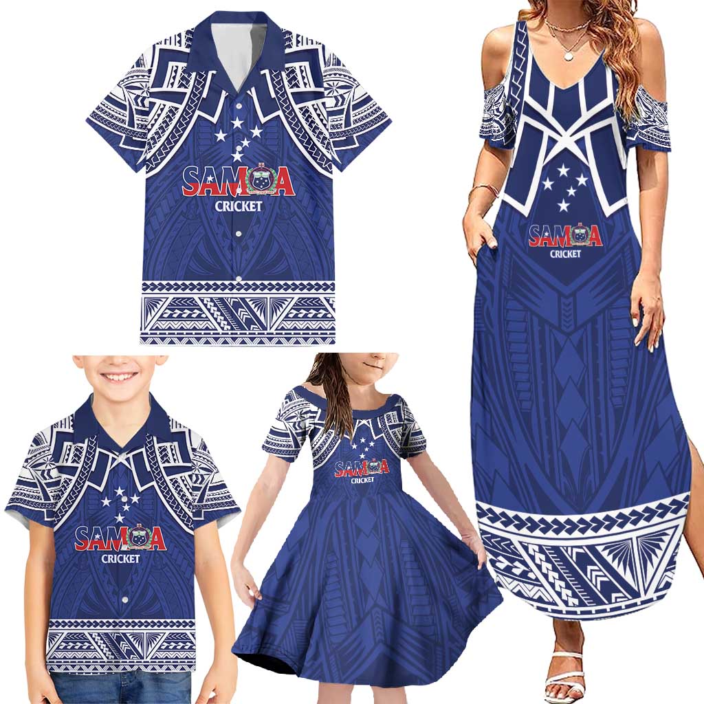 Custom Samoa Cricket Family Matching Summer Maxi Dress and Hawaiian Shirt Go Champions Samoan - Polynesian Pride