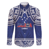 Custom Samoa Cricket Family Matching Tank Maxi Dress and Hawaiian Shirt Go Champions Samoan LT14 Dad's Shirt - Long Sleeve Blue - Polynesian Pride