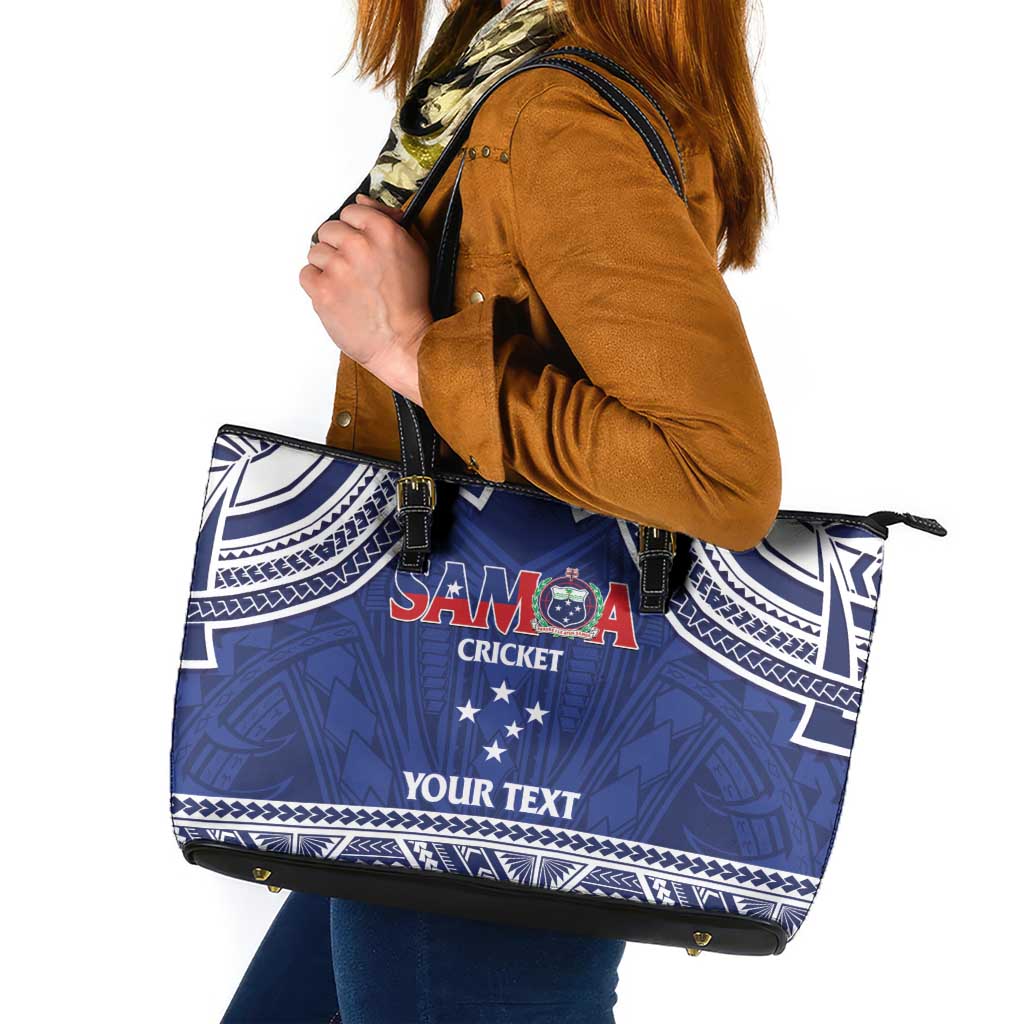 Custom Samoa Cricket Leather Tote Bag Go Champions Samoan - Polynesian Pride