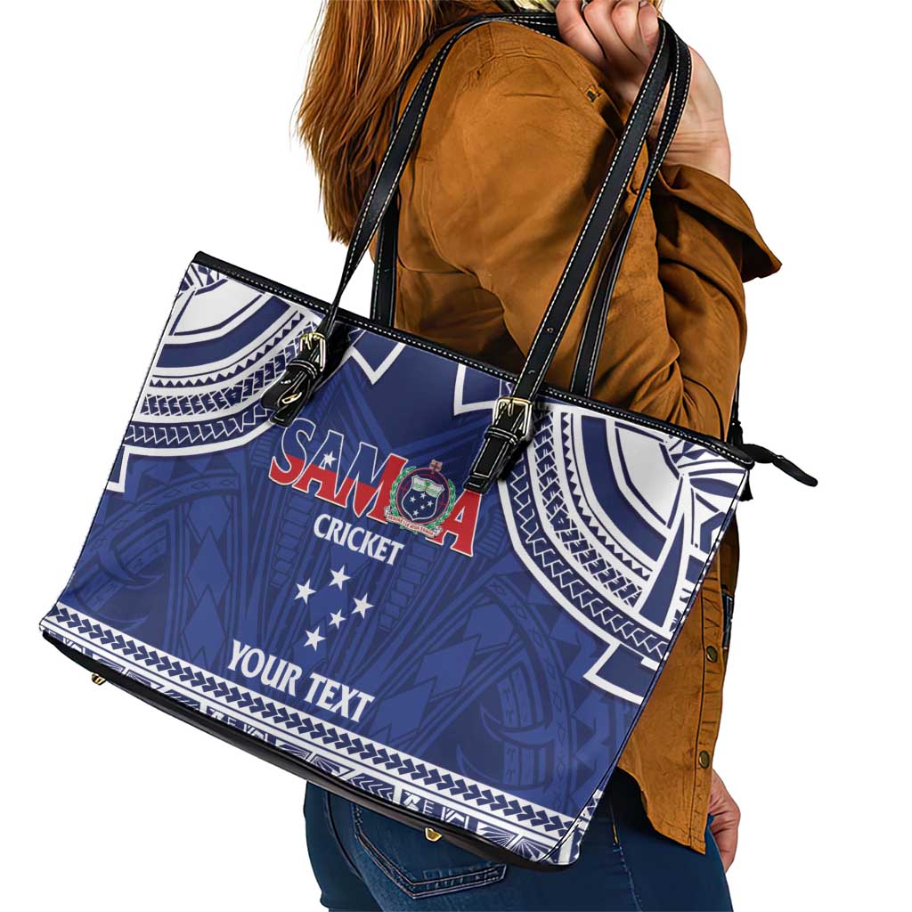 Custom Samoa Cricket Leather Tote Bag Go Champions Samoan - Polynesian Pride