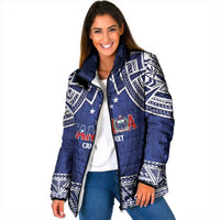 Custom Samoa Cricket Padded Jacket Go Champions Samoan LT14 Women Blue - Polynesian Pride