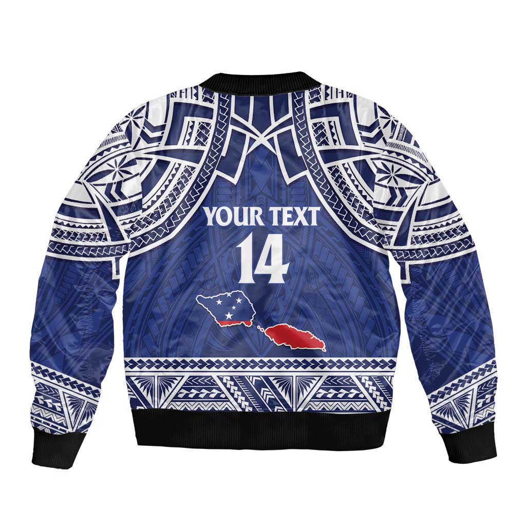 Custom Samoa Cricket Sleeve Zip Bomber Jacket Go Champions Samoan LT14 - Polynesian Pride