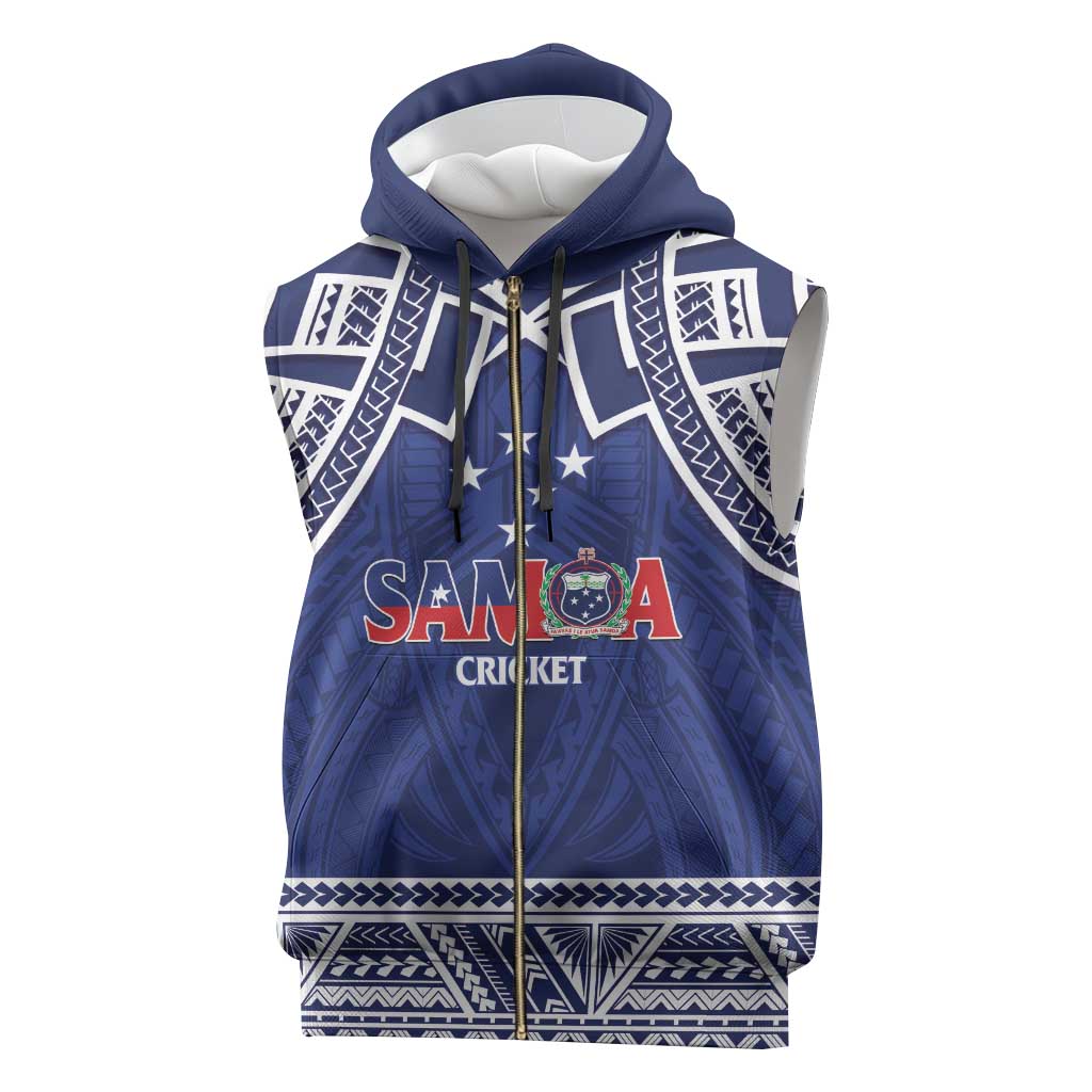 Custom Samoa Cricket Sleeveless Zip Hoodie Go Champions Samoan - Polynesian Pride