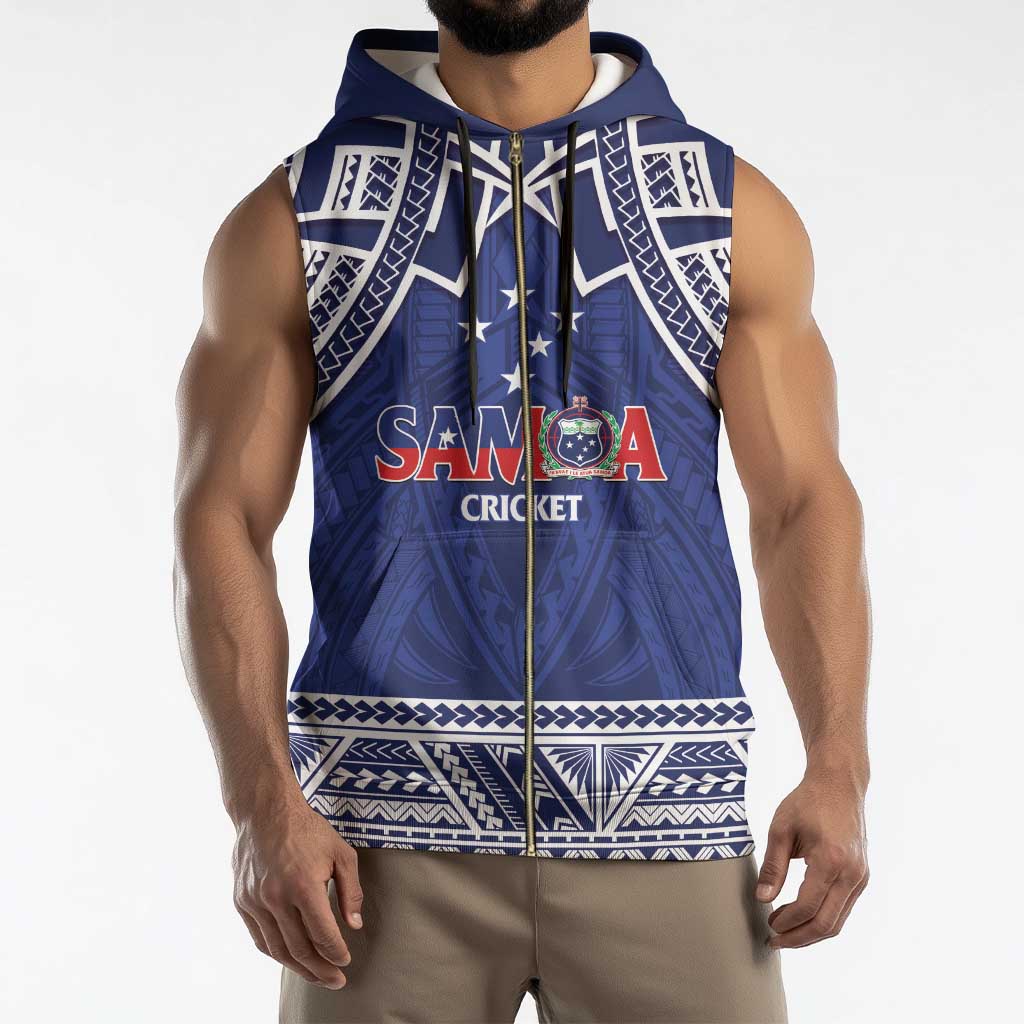 Custom Samoa Cricket Sleeveless Zip Hoodie Go Champions Samoan - Polynesian Pride
