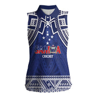 Custom Samoa Cricket Women Sleeveless Polo Shirt Go Champions Samoan LT14 Female Blue - Polynesian Pride