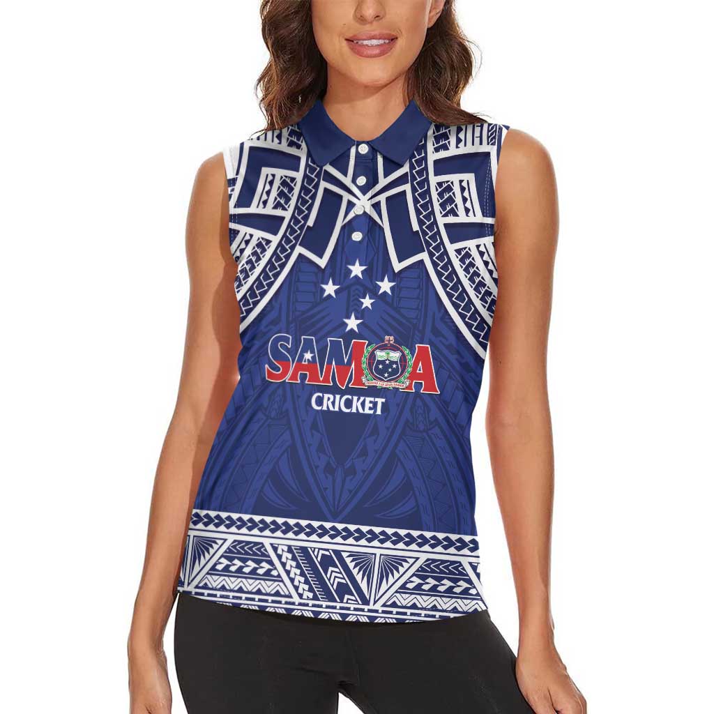 Custom Samoa Cricket Women Sleeveless Polo Shirt Go Champions Samoan LT14 - Polynesian Pride