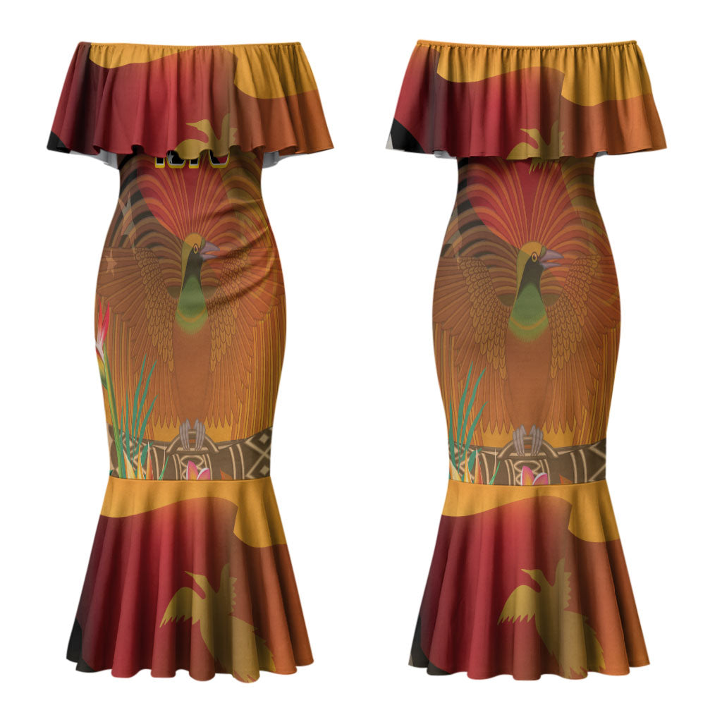 Personalised Papua New Guinea Independence Day Couples Matching Mermaid Dress and Hawaiian Shirt One People One Nation One Country LT14 - Polynesian Pride