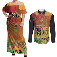 Personalised Papua New Guinea Independence Day Couples Matching Off Shoulder Maxi Dress and Long Sleeve Button Shirt One People One Nation One Country LT14 Multicolor - Polynesian Pride