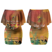 Personalised Papua New Guinea Independence Day Couples Matching Off Shoulder Short Dress and Long Sleeve Button Shirt One People One Nation One Country