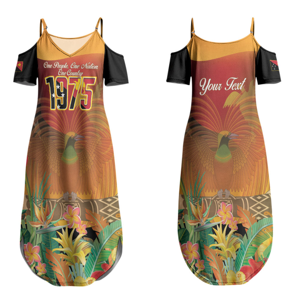 Personalised Papua New Guinea Independence Day Couples Matching Summer Maxi Dress and Long Sleeve Button Shirt One People One Nation One Country LT14 - Polynesian Pride