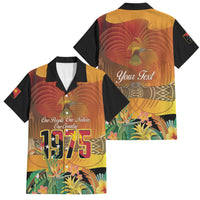 Personalised Papua New Guinea Independence Day Family Matching Long Sleeve Bodycon Dress and Hawaiian Shirt One People One Nation One Country