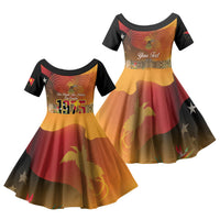 Personalised Papua New Guinea Independence Day Family Matching Off Shoulder Maxi Dress and Hawaiian Shirt One People One Nation One Country