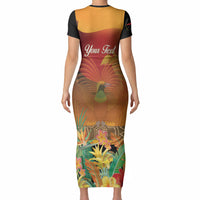 Personalised Papua New Guinea Independence Day Short Sleeve Bodycon Dress One People One Nation One Country
