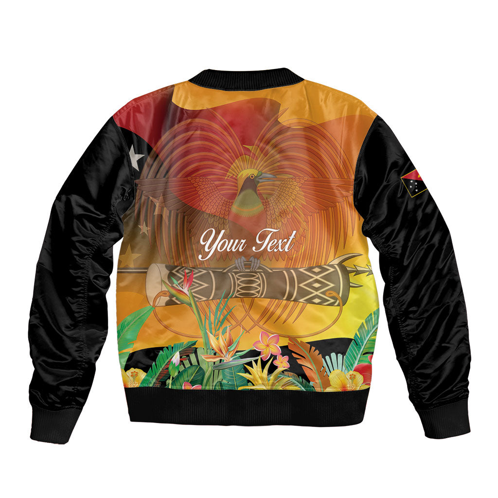Personalised Papua New Guinea Independence Day Sleeve Zip Bomber Jacket One People One Nation One Country
