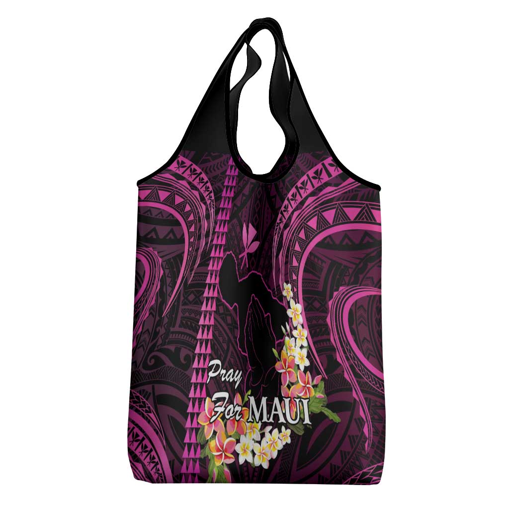 Pink Hawaii Grocery Bag Pray For Maui Hawaiian Plumeria Be Strong