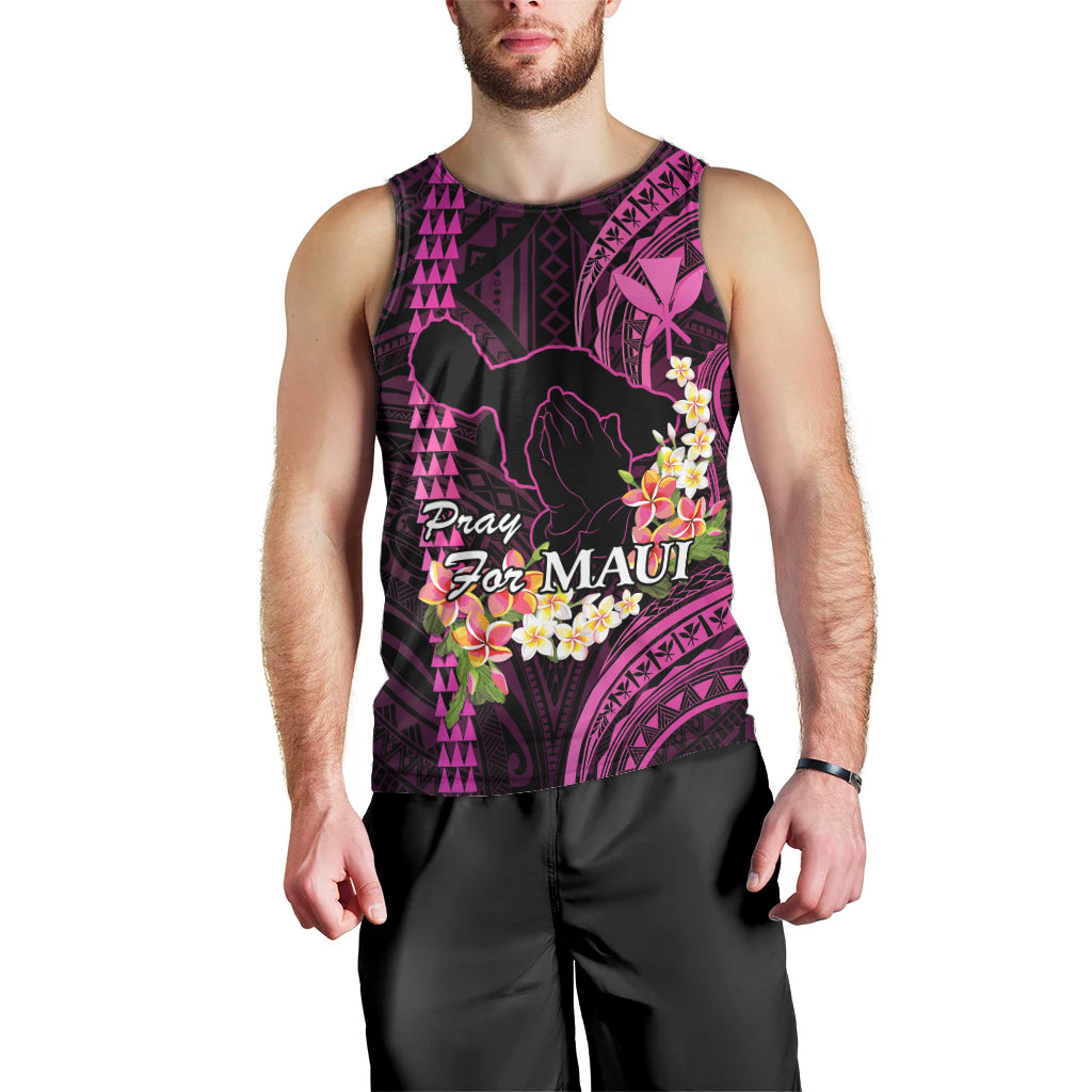 Hawaii Men Tank Top Pray For Maui Hawaiian Plumeria Be Strong Pink Verison LT14 - Polynesian Pride