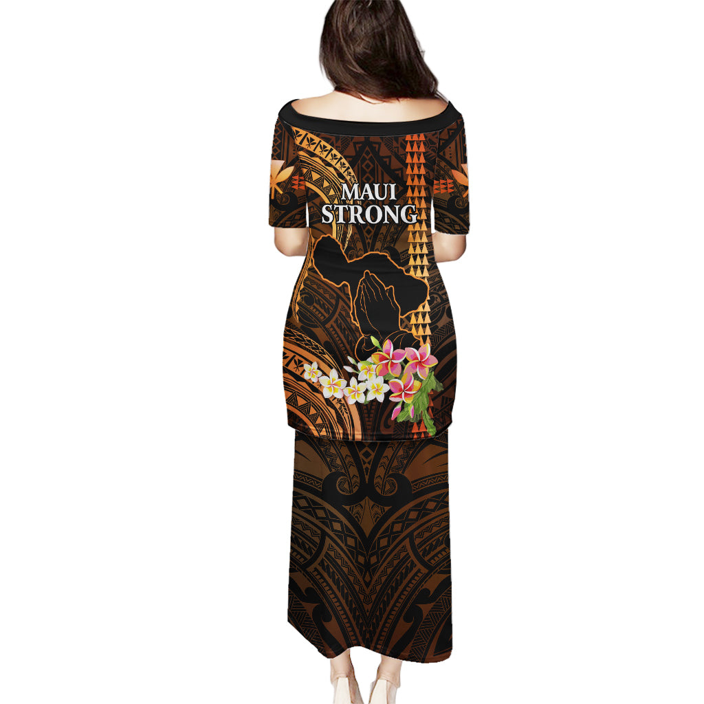 Hawaii Puletasi Pray For Maui Hawaiian Plumeria Be Strong Gold Verison LT14 - Polynesian Pride