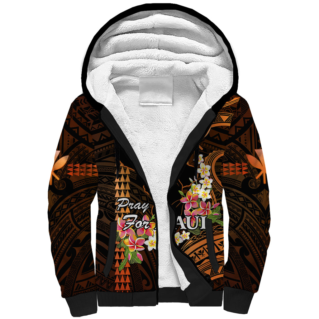 Hawaii Sherpa Hoodie Pray For Maui Hawaiian Plumeria Be Strong Gold Verison LT14 Unisex Gold - Polynesian Pride