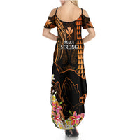 Hawaii Summer Maxi Dress Pray For Maui Hawaiian Plumeria Be Strong Gold Verison LT14 - Polynesian Pride
