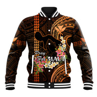 Personalised Hawaii Baseball Jacket Pray For Maui Hawaiian Plumeria Be Strong Gold Verison LT14 Unisex Gold - Polynesian Pride