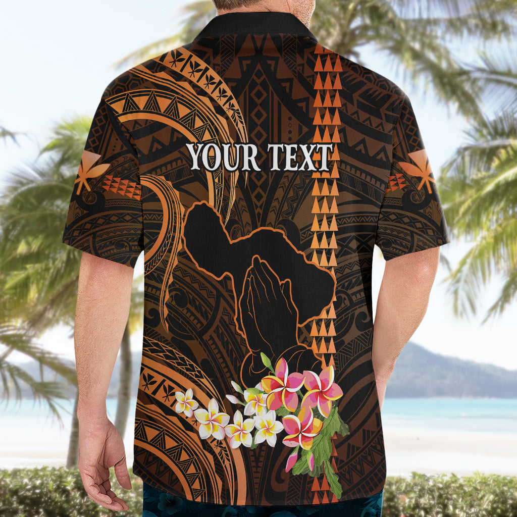 Personalised Hawaii Hawaiian Shirt Pray For Maui Hawaiian Plumeria Be Strong Gold Verison LT14 - Polynesian Pride