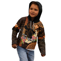 Personalised Hawaii Kid Hoodie Pray For Maui Hawaiian Plumeria Be Strong Gold Verison LT14 - Polynesian Pride
