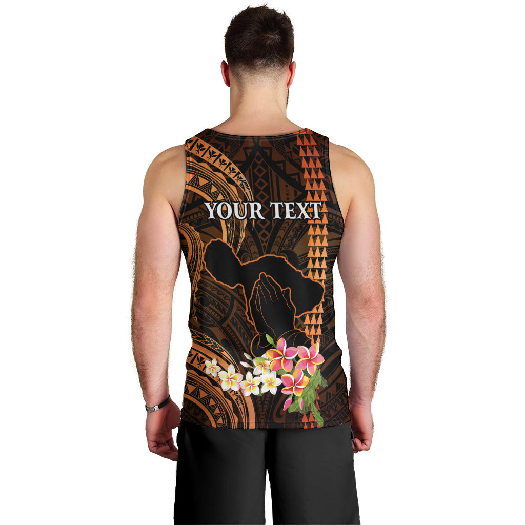 Personalised Hawaii Men Tank Top Pray For Maui Hawaiian Plumeria Be Strong Gold Verison LT14 - Polynesian Pride