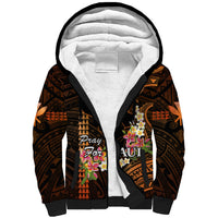 Personalised Hawaii Sherpa Hoodie Pray For Maui Hawaiian Plumeria Be Strong Gold Verison LT14 Unisex Gold - Polynesian Pride